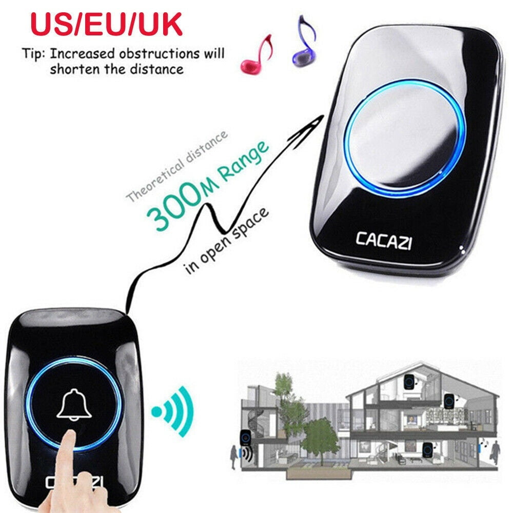 300M Wireless Door Bell Doorbell Waterproof Wall UK Plug In Loud Chime LED Home