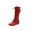 Red, variant on Xfvqtps Womens Lace up Knee High Boots Flat Round Toe Bow Decor Side Zipper Faux Leather Casual Winter Boots Brown