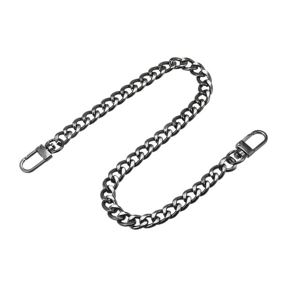 Uxcell Iron Flat Chain Strap, 16" Handbag Chains Purse Straps DIY Replacement, Black