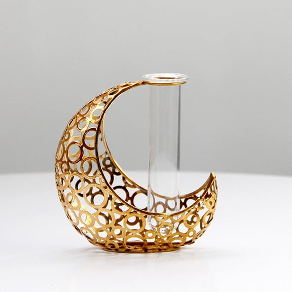 HEMOTON Gold Centerpiece Vase Moon Vases for Flowers Office 10.50X9.80X5.10CM Golden