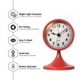 thumbnail image 2 of Reloj despertador analógico bonito de 3", pequeño reloj de mesa retro que funciona con pilas, reloj de escritorio de metal silencioso con luz para decoración de sala de estar, dormitorio, mesita de n, 2 of 5