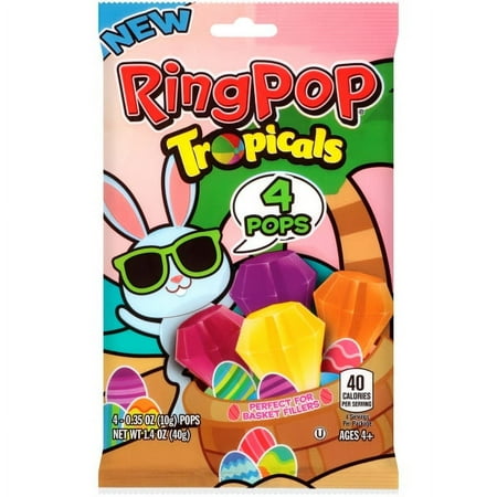 Easter Ring Pop Candy Lollipop Strawberry, Blue Raspberry, Watermelon flavors 4 Count
