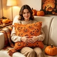 thumbnail image 3 of Diceymbol Halloween Pumpkin Throw Pillow 17.72 Inch, Orange Decorative Accent Cushion for Sofa Couch Bed Chair Home Decor, 3 of 5