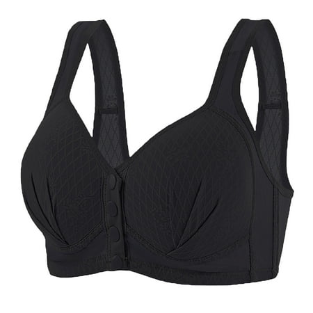Gnurob Women Front Close Bras Minimizer Bralette Strenchy Racerback Bra Full Coverage Bralettes Cozy Breathable Brassiere Soft T-Shirt Padded Underwear Clearance Saving Black 42