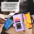 thumbnail image 7 of Designed for iPhone XR Wallet Case, with Card Slots Strong Magnetic Closure PU Leather Flip Fold Shockproof Kickstand Durable Purse Flip Case for iPhone XR - Purple, 7 of 7