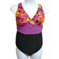 thumbnail image 2 of Tropical Escape Womens Black Purple Floral Swimming Suit Plus Swim Bathing 18W, 2 of 2
