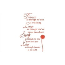Orange 22" x 34" Dance Love Sing Live Wall Quotes Vinyl wall art Inspirational quotes and saying home decor decal sticker