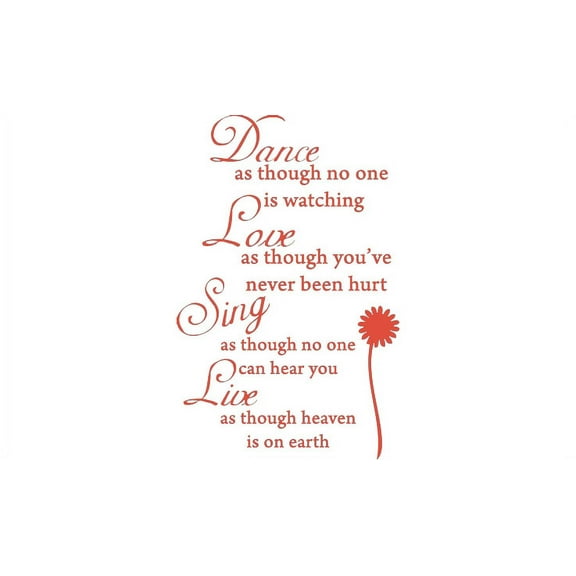 Orange 15" x 23" Dance Love Sing Live Wall Quotes Vinyl wall art Inspirational quotes and saying home decor decal sticker