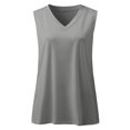 thumbnail image 3 of Tank Top For Women V Neck Solid Color Vest Pullover Shirt Black Sleeveless Tops For Women, 3 of 6