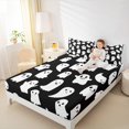 thumbnail image 4 of Homewish Cartoon Halloween Theme Twin Sheets,Cute Ghost Pattern Bedding,Black White,3 Pieces,1 Fitted Sheet and 1 Pillowcase, 4 of 6