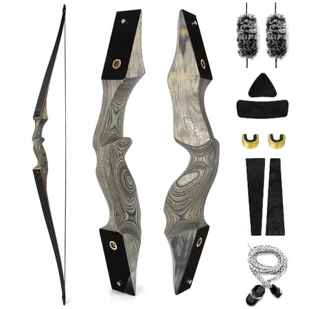 BLACK HUNTER 60 Traditional Hunting Recurve Bow 20-60 lbs