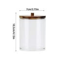 thumbnail image 3 of Yaoyar Dispenser with Bamboo Lids Clear Plastic Apothecary Jar Containers for Vanity Makeup Organizer Storage - Bathroom Accessories Set for Cotton Swab, Ball, Pads, Floss, 3 of 3