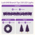 thumbnail image 5 of PAPROOS Pre-lit Christmas Decoration 4-Piece Set, Prelit Artificial Entrance Trees Set of 2, Wreath and Garlands, LEDs Lights with 8 Lighting Mode&Timer, Festival Fireplace Entryway Decor, Purple, 5 of 11