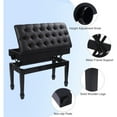 thumbnail image 4 of REDCAMP Adjustable Duet Piano Bench with Storage,Heavy Duty Wooden Double Keyboard Piano Bench Seat with PU Leather Cushion,Black, 4 of 10