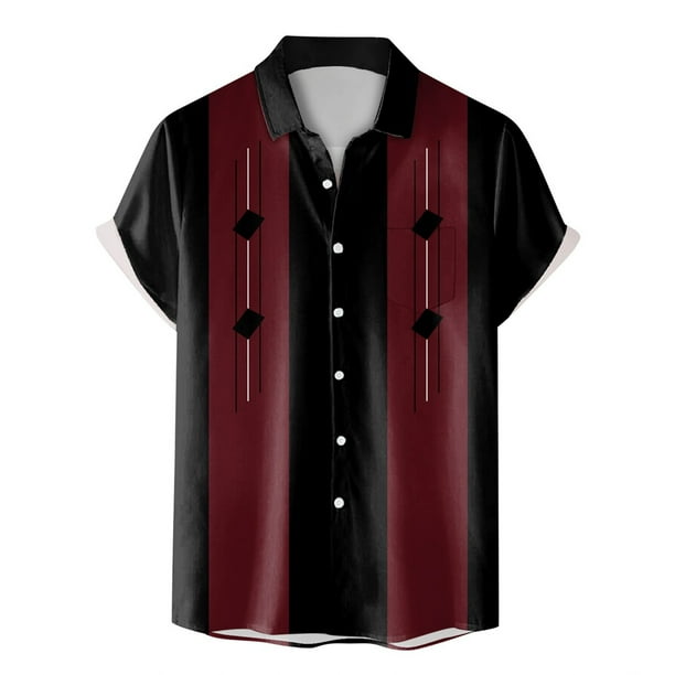 VBARHMQRT Hi Vis Shirts for Men Mens Vintage Bowling Shirts 1950S