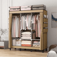 thumbnail image 6 of Clothes Storage Box, Simple Wardrobe for Hanging Clothes, Multiple Shelves and 3 booms,18 Side Pockets 51" W*17.7" D*67.7" H(Cream Colour), 6 of 6