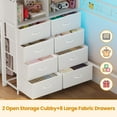 thumbnail image 3 of Afuhokles Twin Size Loft Bed with 8 Storage Drawers, Power Outlet, LED Metal Loft Bed with Storage Stairs and Wardrobe, White, 3 of 8