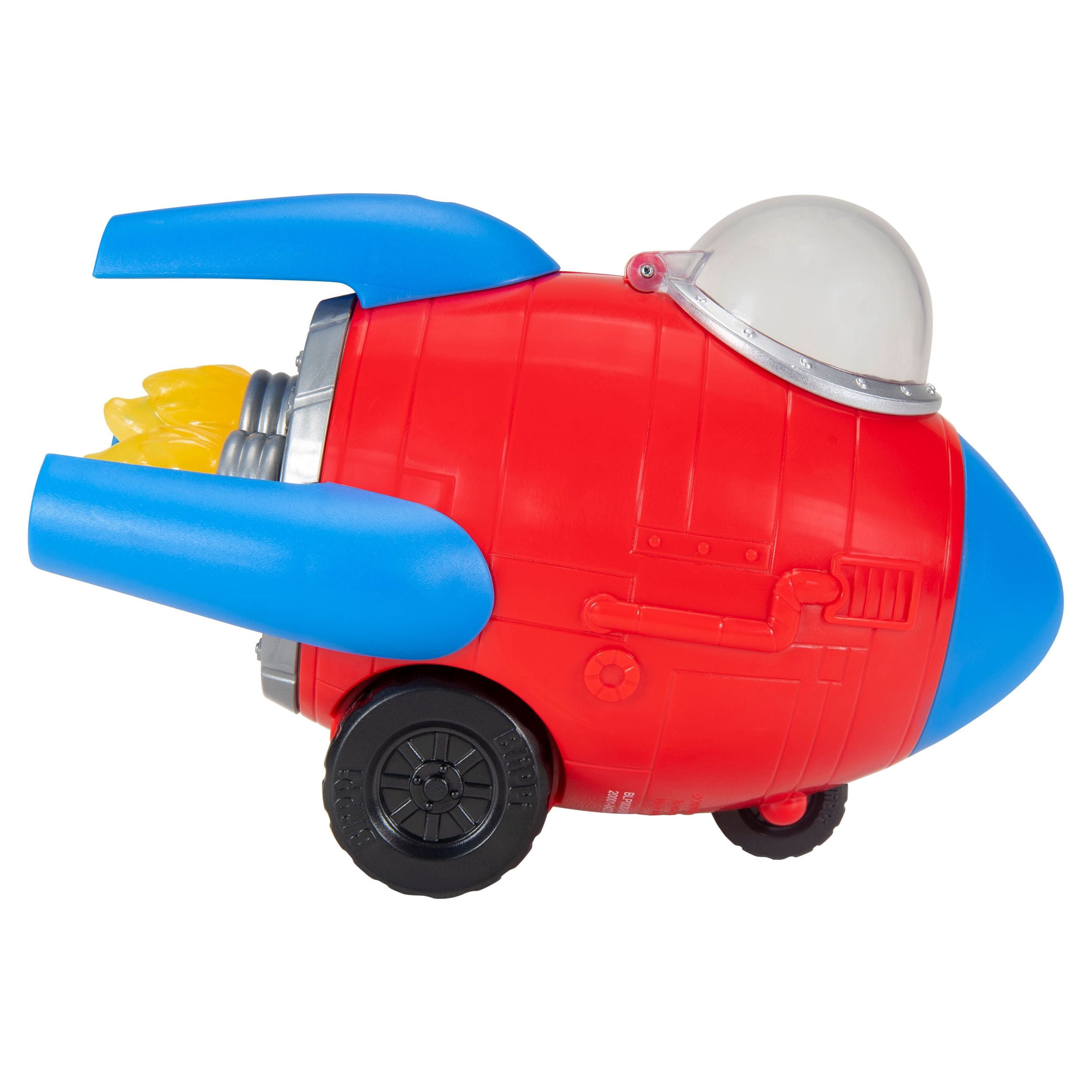 BLIPPI Rocket Ship Feature Vehicle with Blippi Figure, Free-Wheeling Toy, Plastic