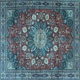 thumbnail image 1 of Ahgly Company Indoor Square Medallion Light Blue Traditional Area Rugs, 5' Square, 1 of 4