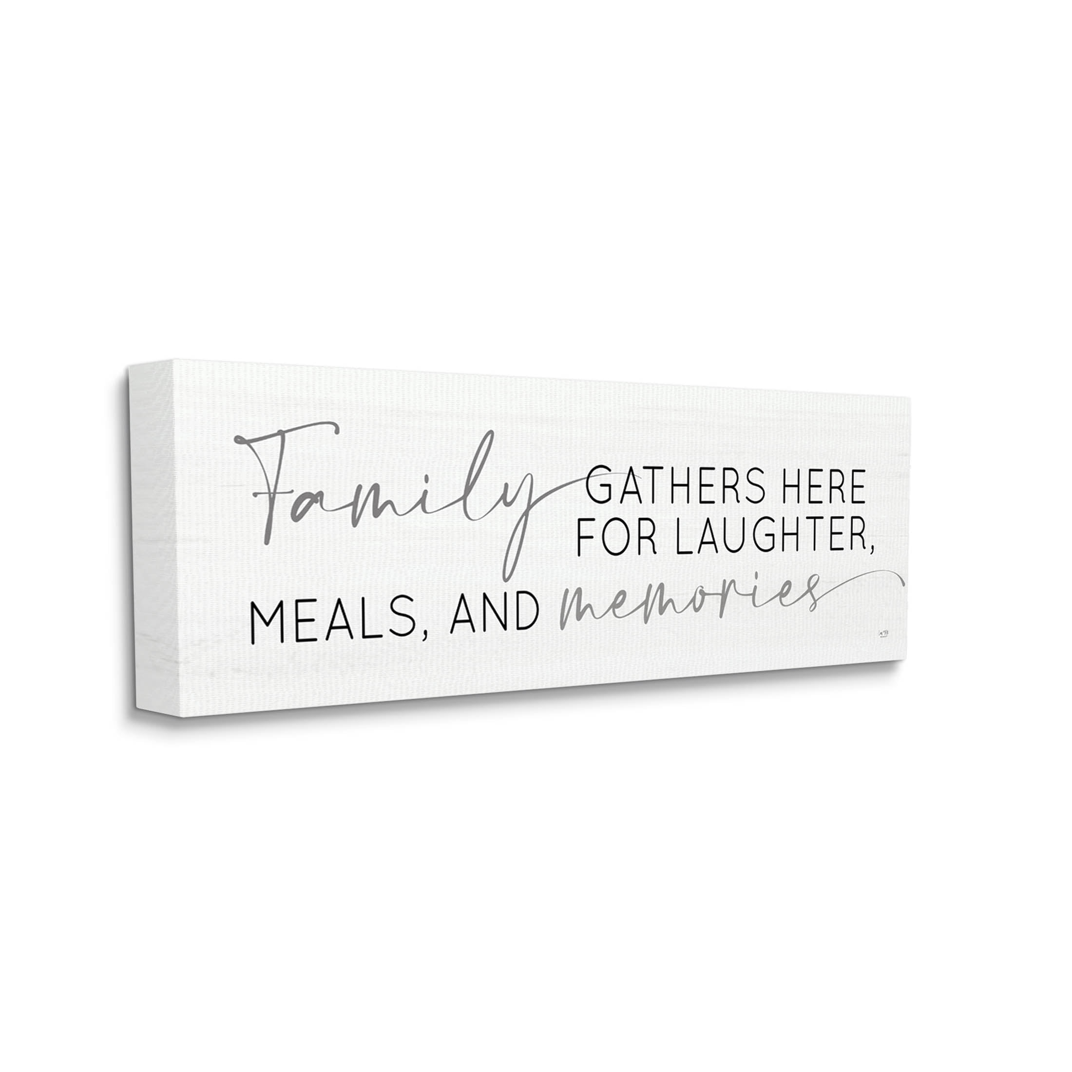 Family Laughter Meals Memories Phrase Inspirational Graphic Art Gallery Wrapped Canvas Print Wall Art