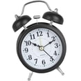 thumbnail image 3 of Reloj despertador Retro Twin Bell Mesa de escritorio de metal Reloj analógico Silencioso con luz nocturna para oficina en casa, Negro Inevent EL000911-02B, 3 of 7