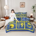 thumbnail image 4 of Castle Fairy Teens Adults Football Print Bedding Comforter Set 2pcs,Sport Gamer Twin Comforter Sets Microfiber,Blue Yellow Breathable Bedding Set,Breathable Home Decor,Reversible, 4 of 8