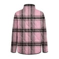 thumbnail image 4 of felwors Women's Middle-Aged and Senior Plaid Print Cotton Coat, Stand Collar Lightweight Fall Winter Outerwear Loungewear Pink, XS, 4 of 8
