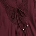 thumbnail image 5 of Women's Plus Size 3/4 Sleeve Top, Cotton Linen Blend Lace Trim Blouse, Loose Fit Casual T-Shirt for Work, Daily Wear, Vacation and Relaxed Outfits Red L, 5 of 9
