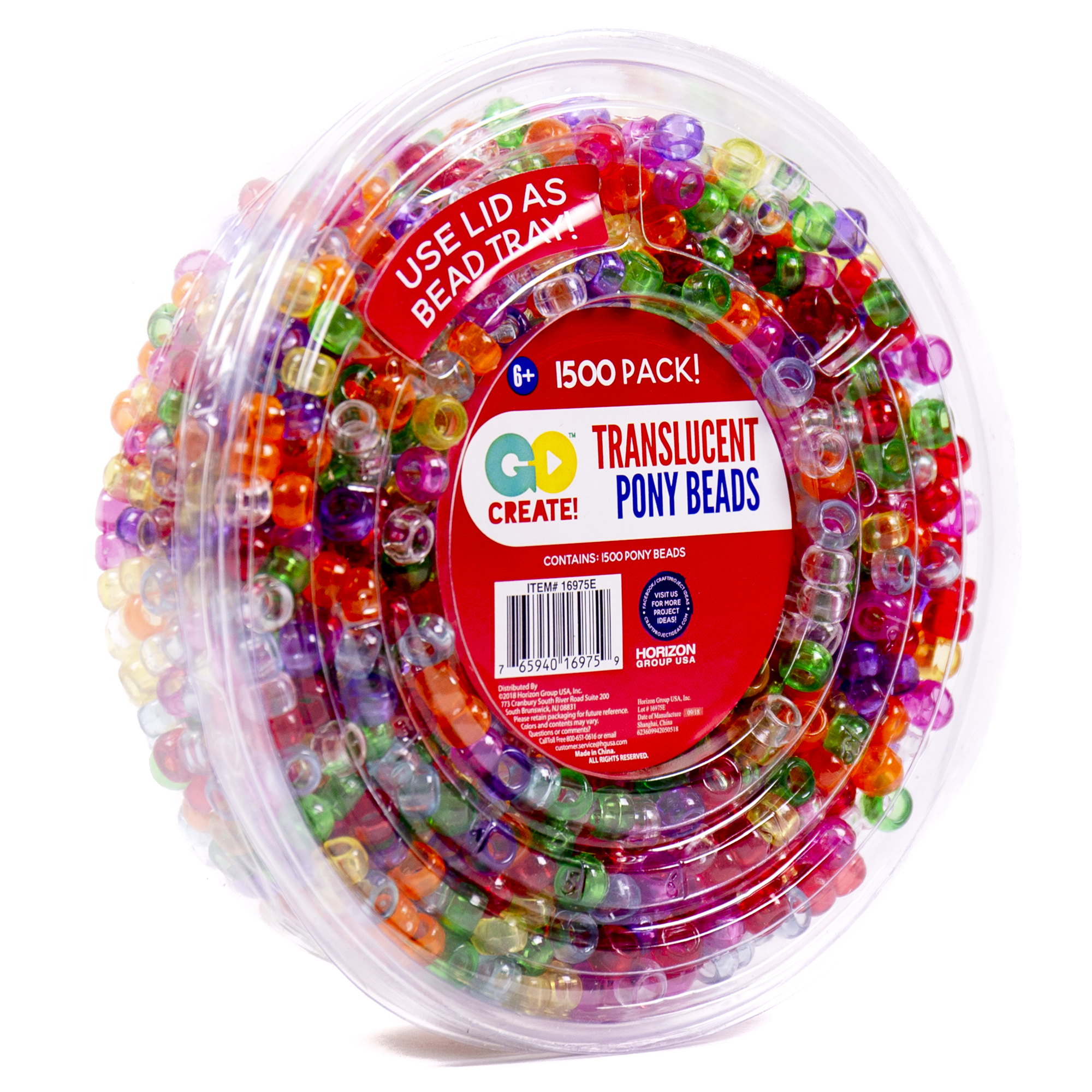 Horizon Group USA Translucent Multi-Color Pony Beads, 1500 Piece - image 2 of 3