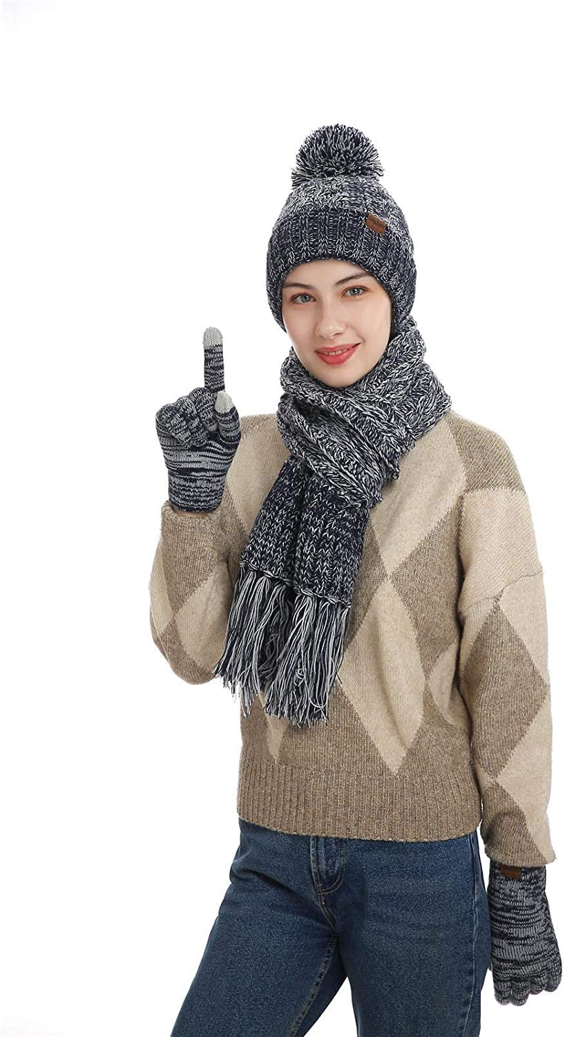 Womens Winter Beanie Scarf and Glove Set 
