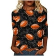thumbnail image 2 of Gamivast Game Day Tops for Women Football Plus Size 3/4 Sleeve Crew Neck Sweatshirts Casual Loose Drop Shoulder Tunic Tee Shirts Funny Superbowl Outfits, 2 of 5