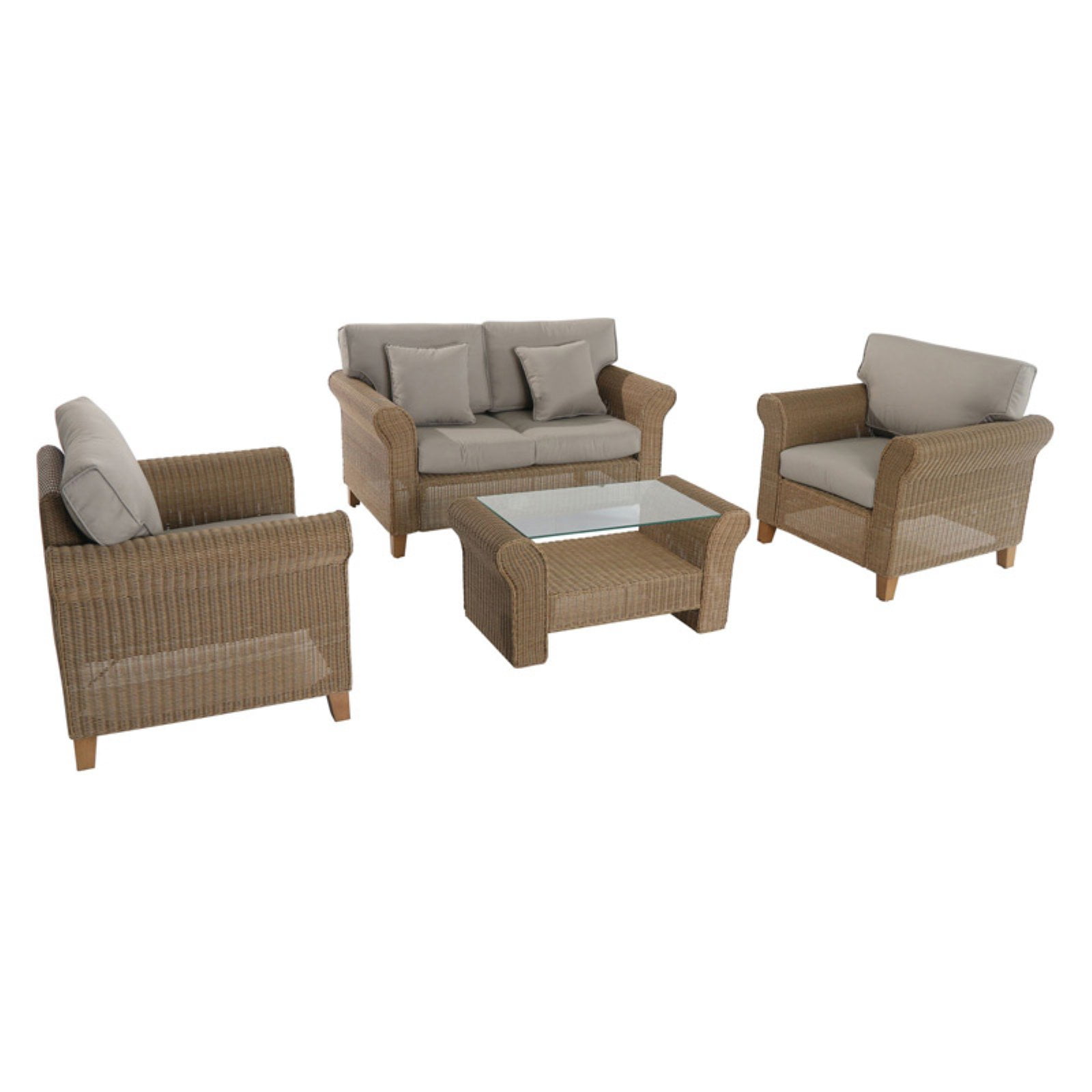 Hanover Outdoor Sea Breeze 4Piece Wicker Seating Set in Greige/Tan