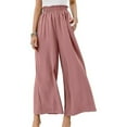 thumbnail image 2 of Wide Leg Pants for Women Ruffle Elastic Waist Solid Palazzo Pants Casual Baggy Flowy Summer Beach Lounge Trousers, 2 of 8