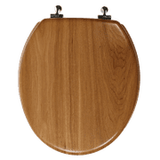Luxury Real Wood Veneer Natural Toilet Seat - 16.5" Standard Round - Premium Hinges - Heavy Duty - By Unity (Oak)