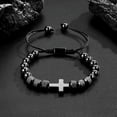 thumbnail image 2 of NICKSUN Cross Bracelet Gifts for Boys Men, Adjustable Obsidian Beads Bracelet Christian Religious Bapstim Jewelry Gifts for Son Grandson Teenage Teen Boys, 2 of 6