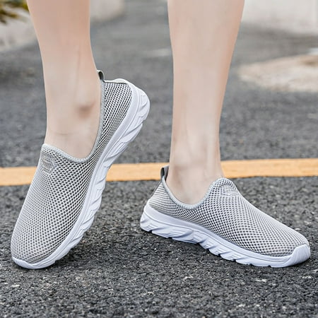 

Mishuowoti Fashion Men Mesh Casual Hollow Out Sport Shoes Slip On Solid Color Running Breathable Soft Bottom Sneakers