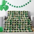 thumbnail image 3 of Throw Blanket Fleece Throw Blanket 50x80in, Saint Patrick's Day Check Shamrocks Soft Lightweight Bed Blankets Green Black Tartan Plaid Fuzzy Couch Blankets for All Season, 3 of 9