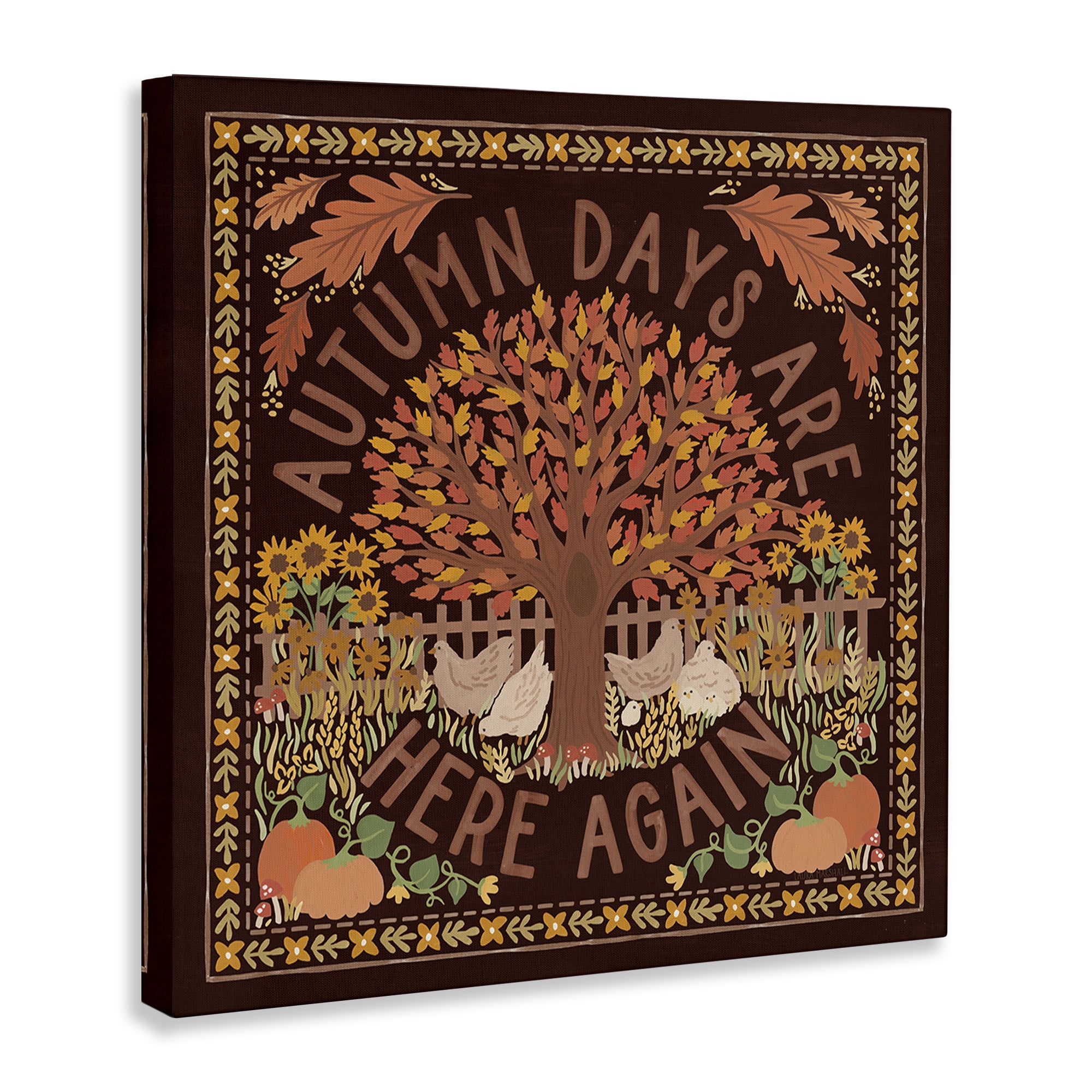 Stupell Industries Autumn Days on Brown Landscape Painting Gallery Wrapped Canvas Art Print Wall Art, 30 x 30