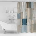 thumbnail image 4 of 72x78 Inch Shower Curtain Modern Geometric Bathroom Decor Waterproof Fabric Bathtub Bath Curtains Decorative Abstract Oil Painting Blue Brown Extra Long Shower Curtain Set with Hooks, 4 of 6
