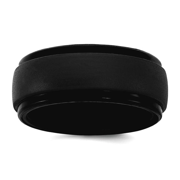 Silicone Black 9mm Ridged Edge Band Size 10 Ring for Women and Men