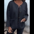 thumbnail image 4 of Abrigo de Lana con Botones, Larga, Cuello Redondo y Bolsillos para Mujer, Informal, de Otoño e Invierno. Negro M, 4 of 7