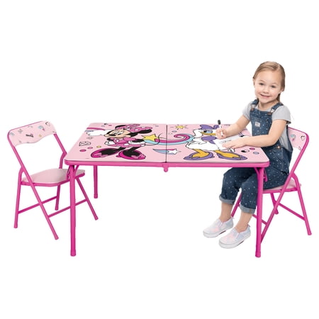 Minnie Mouse Large Folding Table with Washable Surface Comes with 2 Chairs Age Group 3-7