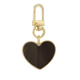 thumbnail image 1 of Diseño abstracto de cuero negro Llavero de metal en forma de corazón dorado, 1 of 3