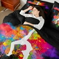 thumbnail image 4 of Castle Fairy Teens Gymnast Girl Twin Bedding Sets 7-Piece,Dreamy Princess Dance Theme Bedding Comforter Set Microfiber,Abstract Gradient Graffiti Splash Breathable Sheet Sets,Ultra Soft Home Decor, 4 of 8