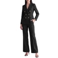 thumbnail image 2 of INSPIRE CHIC Women 2 Piece Pant Suits Set Long Sleeve Double Breasted Blazer Pants Medium Black, 2 of 5
