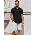 thumbnail image 3 of COOFANDY Mens Untucked Short Sleeve Shirt Button Up Shirt Untucked Dress Shirts Summer Beach Wedding, 3 of 7
