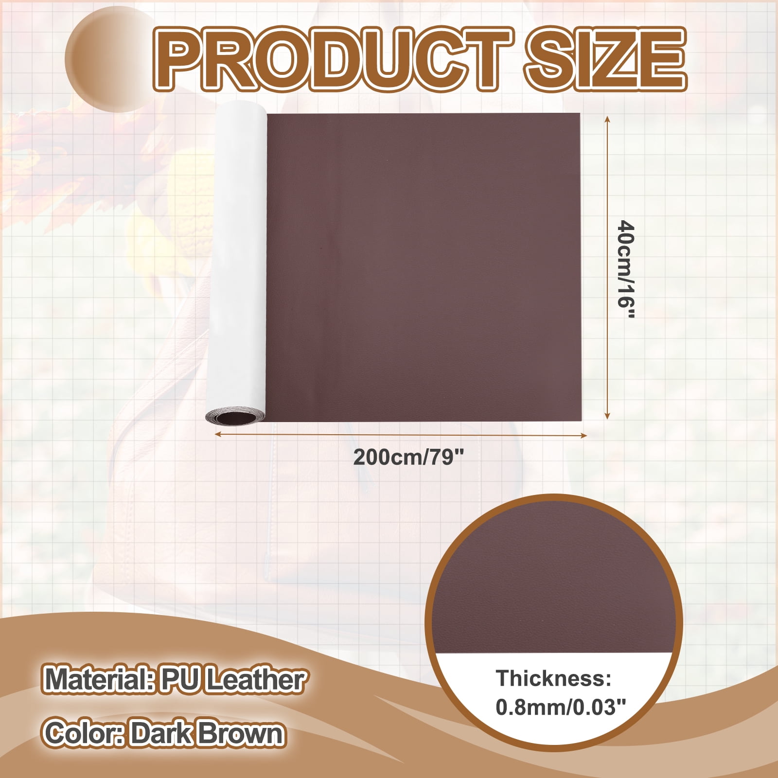 Uxcell Leather Repair Patch 16"x79" Self-Adhesive Leather Vinyl Repair Tape Kit for Furniture Couches Sofa Chair Car Boat Seats Jackets, Dark Brown