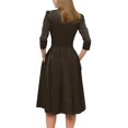 thumbnail image 4 of LISTHA Women's Fall 3/4 Sleeve Midi Dresses Casual Formal Church Wedding Guest Work Clothes Brown M, 4 of 6