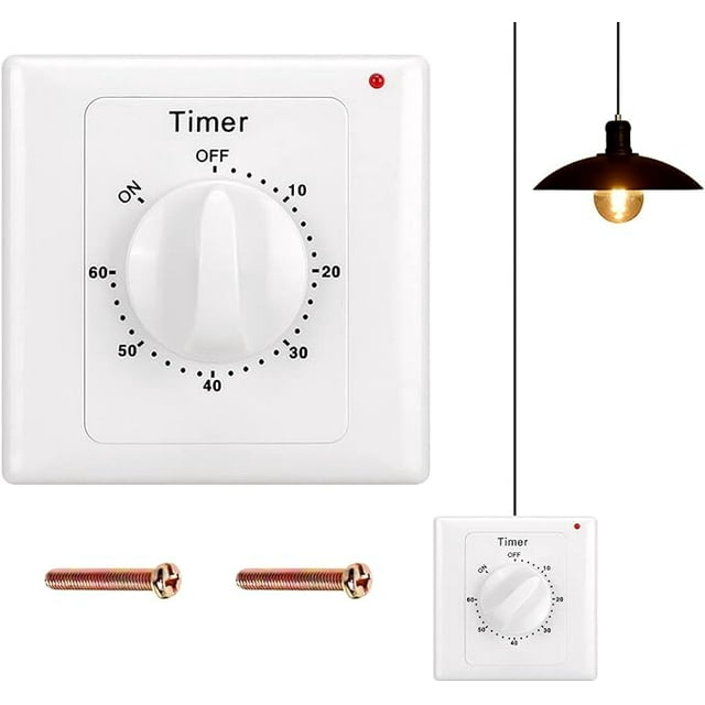 Countdown Switch: 60 Minutes Timer Light Switch with Timer, Waterproof, Surface Mount, Suitable for Bathroom, Fan, Lamp