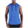 thumbnail image 2 of Mens Sleeveless Hooded T-Shirts Muscle Tank Tops Workout Mesh Quick Dry Athletic Training Shirts Summer Casual Bodybuilding Tee with Kangaroo Pocket, 2 of 10